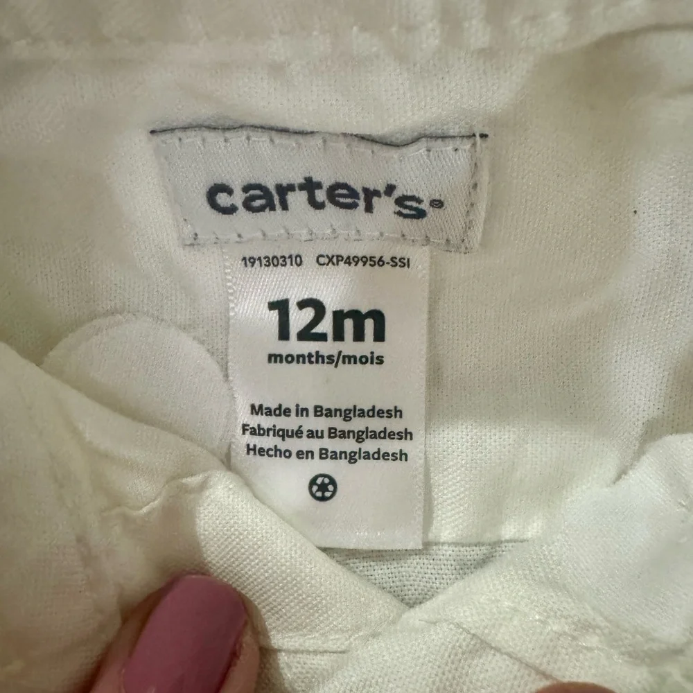 Carter’s Baby‎ White Oxford Bodysuit 12 Months Button Front NWT
